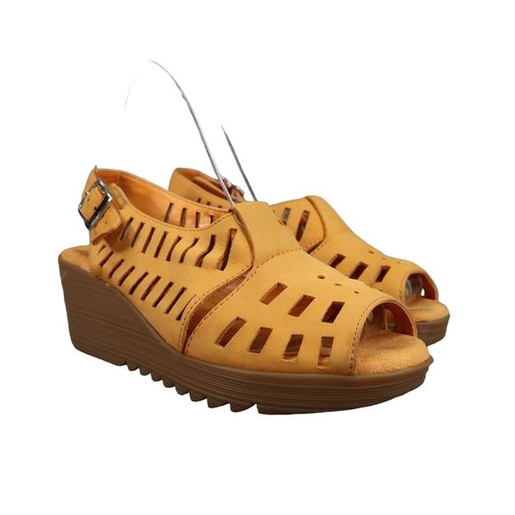 Aerosoles Shoes Womens 6 Sandals Wedge Platform Leather Peep Toe Fashion Comfort - Picture 1 of 13